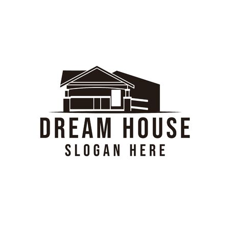 classic home, dream house logo Ideas. Inspiration logo design. Template Vector Illustration. Isolated On Black Backgroundのイラスト素材
