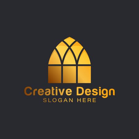 luxury gold tower, dome, mosque  logo Ideas. Inspiration logo design. Template Vector Illustration. Isolated On White Backgroundのイラスト素材