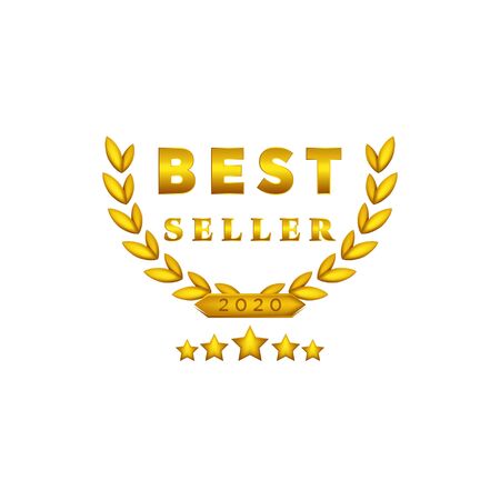 The best offer. Golden laurel wreath label with crown and stars, royal luxury award for best business logo Ideas. Inspiration logo design. Template Vector Illustration. Isolated On White Backgroundのイラスト素材