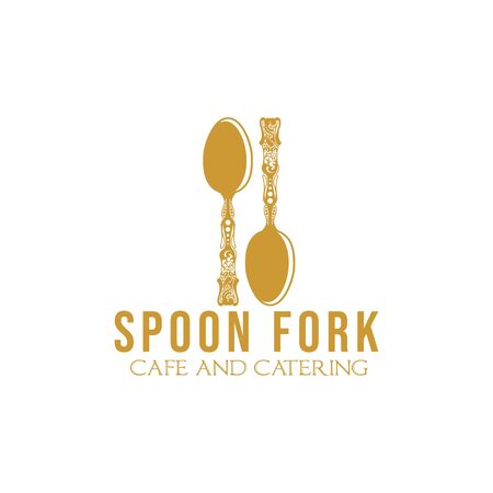 antique spoon, restaurant, food, decorative place logo Ideas. Inspiration logo design. Template Vector Illustration. Isolated On White Backgroundのイラスト素材