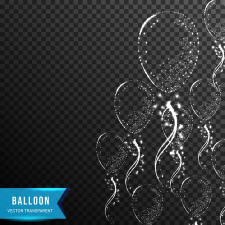 flying balloon from connecting dot and line. light effect. vector illustration, isolated on transparent backgroundのイラスト素材