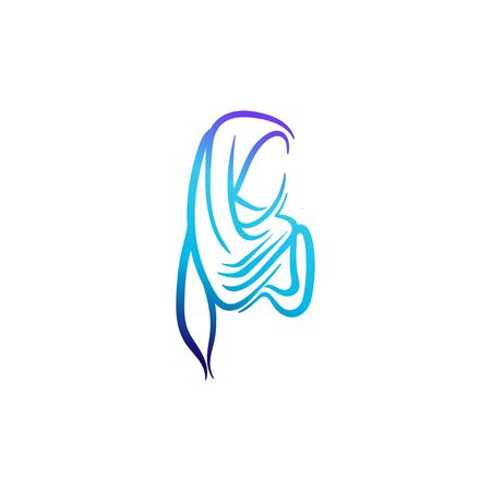 creative hijab blue color logo Ideas. Inspiration logo design. Template Vector Illustration. Isolated On White Backgroundのイラスト素材