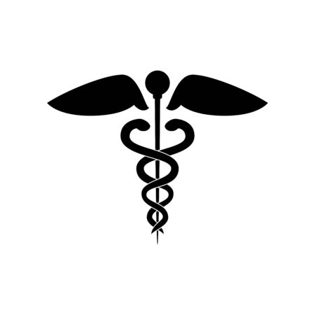 Caduceus health symbol Asclepius's Wand logo Ideas. Inspiration logo design. Template Vector Illustration. Isolated On White Backgroundのイラスト素材