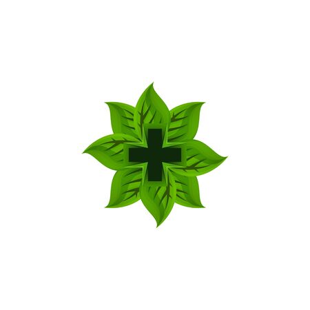 eco product, medical plus / cross, healthcare logo Ideas. Inspiration logo design. Template Vector Illustration. Isolated On White Backgroundのイラスト素材