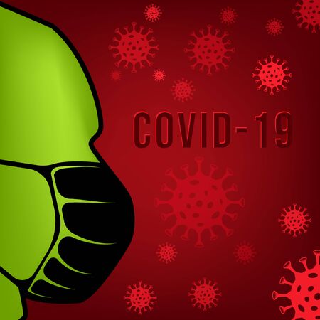 Coronavirus outbreak safety measures. man using mask icon vector illustration isolated on white backgroundのイラスト素材