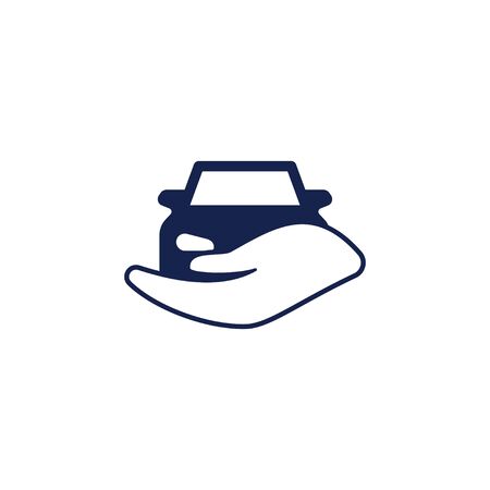 hand holding car, assurance logo. vector illustrationのイラスト素材