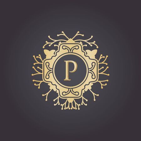 Initial Letter p, Luxury Logo for boutique, cosmetic, or jewelery logo design. Vector Illustrationのイラスト素材