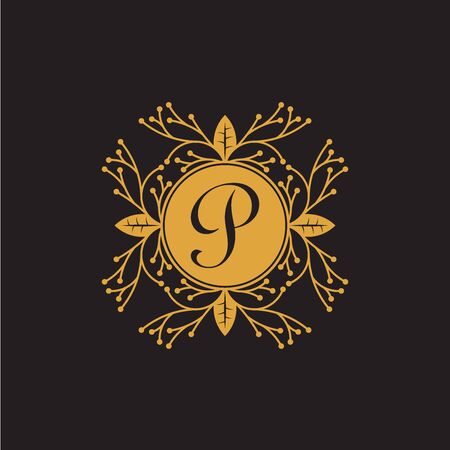 Initial Letter p, Luxury Logo for boutique, cosmetic, or jewelery logo design. Vector Illustrationのイラスト素材