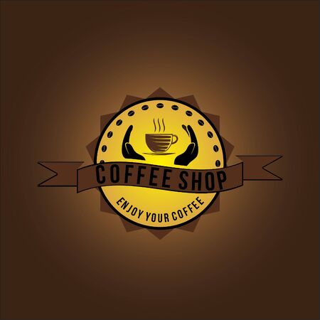 vintage badge. Coffee shop logo, Designs Production. Vector illustrationのイラスト素材