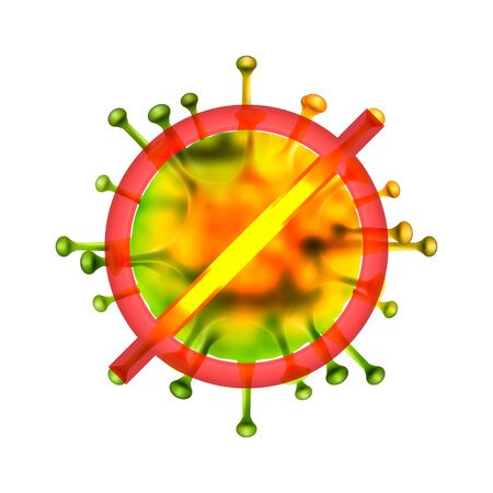 Sign caution coronavirus. Stop coronavirus. outbreak. danger and public health risk disease and flu outbreak. Pandemic medical concept with dangerous cells.Vector illustration. futuristick backgroundのイラスト素材