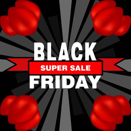 black friday special offer poster shopping prize tags with text holiday promotion concept horizontal banner flat vector illustrationのイラスト素材