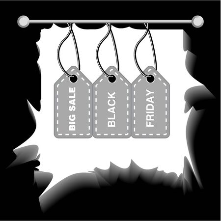 black friday special offer poster shopping prize tags with text holiday promotion concept horizontal banner flat vector illustrationのイラスト素材