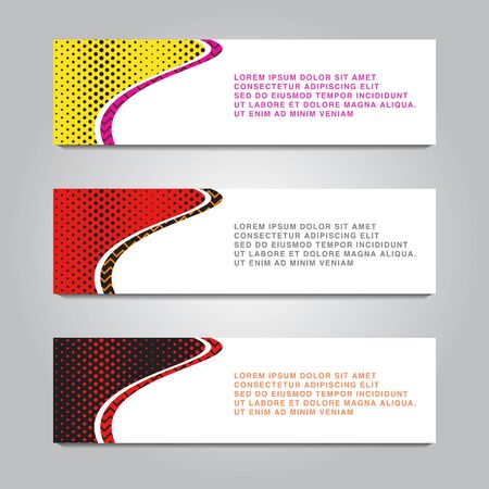 abstract horizontal banner design with dot and memphis striped backgroundのイラスト素材