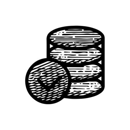 Hand Drawn data check icon vector illustration isolated on white backgroundのイラスト素材