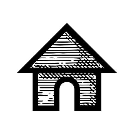 Hand Drawn house home symbol icon vector illustration isolated on white backgroundのイラスト素材