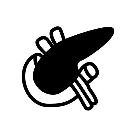 pancreas symbol flat black line icon, Vector Illustrationのイラスト素材