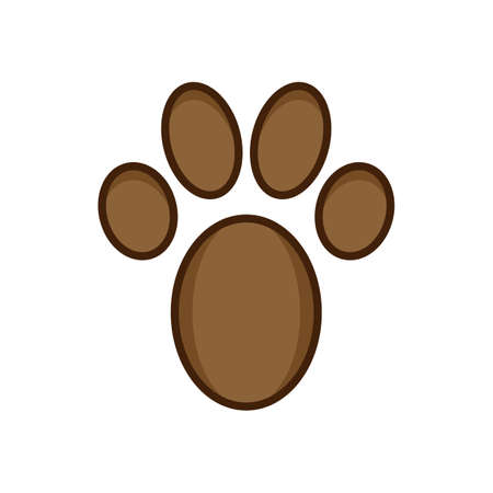 Paw print set. Paw foot trail print of animal. brown color flat iconのイラスト素材
