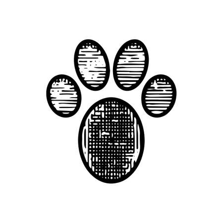 Hand Drawn paw Track bear icon vector illustration isolated on white backgroundのイラスト素材
