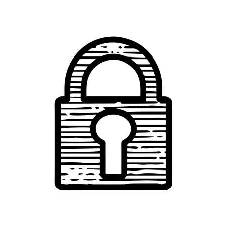 padlock and keyhole icon hand drawn vector illustration isolated on white backgroundのイラスト素材