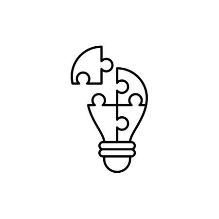 puzzle bulb business line icon vector illustrationのイラスト素材