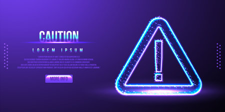 caution sign, low poly, vector illustrationのイラスト素材