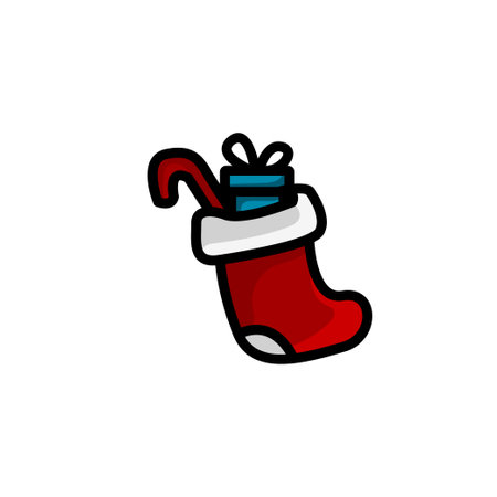 socks christmas decoration colorful icon vector illustrationのイラスト素材