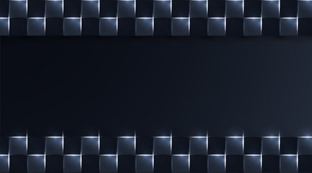 square realistic geometric dark background. white shine light, vector illustrationのイラスト素材