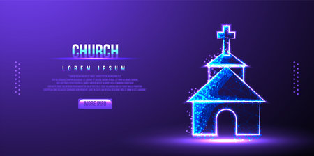 church low poly wireframe vector illustrationのイラスト素材