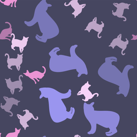 cute abstract cat pattern, vector illustrationのイラスト素材