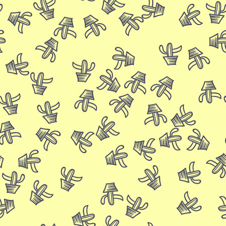 hand drawn doodle cactus seamless, on pastel backgroundのイラスト素材