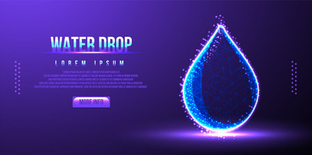 water drop, purity low poly wireframe vector illustrationのイラスト素材