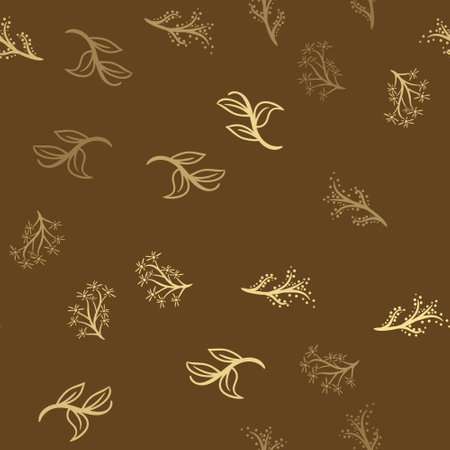 leaf bunch tree wedding element pattern, on dark brown backgroundのイラスト素材