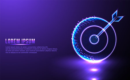 target bull eye low poly wireframe mesh design, vector illustrationのイラスト素材