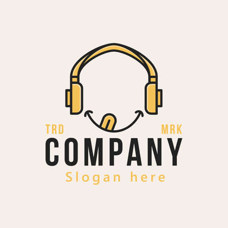headset and rapper, logo design vector illustrationのイラスト素材