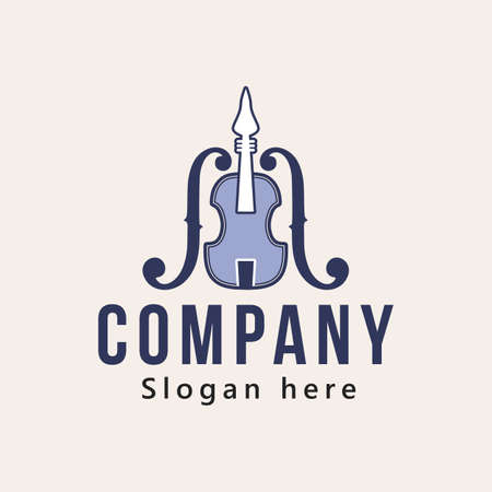 violin logo, musical instrument logo design, vector illustrationのイラスト素材