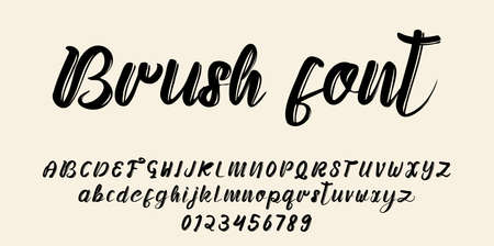 Hand drawn Brush Font alphabet vector illustration isolated Background