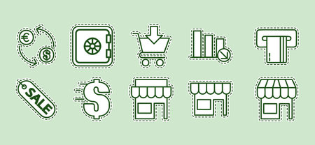 shopping online line art sticker vector illustration isolated backgroundのイラスト素材