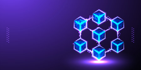 integrated circuit low poly wireframe vector illustrationのイラスト素材