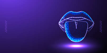 Tongue Open Mouth low poly wireframe polygonal design low poly wireframe vector illustration isolated Backgroundのイラスト素材