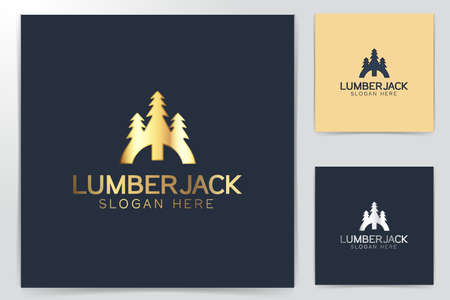 letter H and wood cutter logo Designs Inspiration Isolated on White Backgroundのイラスト素材