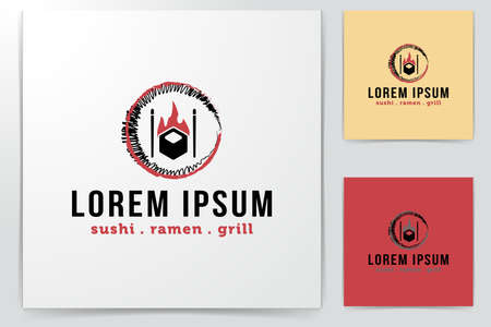 Japanese Sushi bar Logo Inspiration isolated on white backgroundのイラスト素材