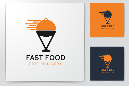 plate and point map, fast delivery restaurant Logo Inspiration isolated on white backgroundのイラスト素材