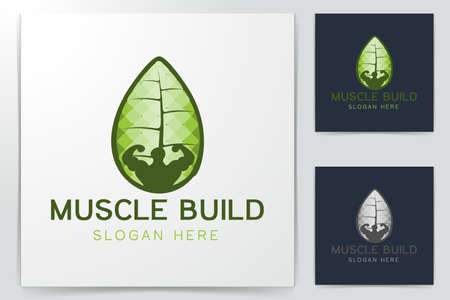 Body Builder Fresh Fitness, and Leaf Logo Designs Inspiration, Vector Illustrationのイラスト素材