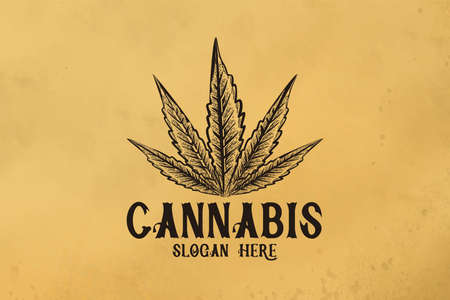 hand drawn cannabis leaf logo Designs Inspirationのイラスト素材