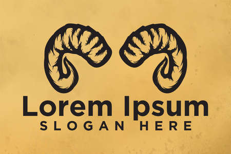 Sheep goat horn, Ram logo design illustrationのイラスト素材