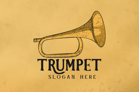 Hand drawn trumpet logo design inspirationのイラスト素材