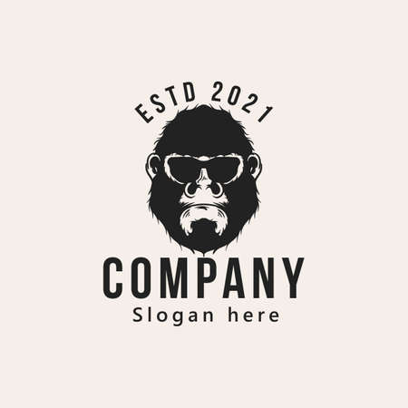 vintage gorilla heads logo design vector illustration isolated design elementのイラスト素材