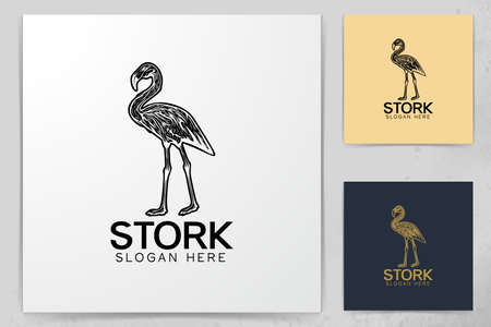 stork, flamingo logo design inspirationのイラスト素材