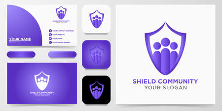 Shield community, group people logo design Vector Illustrationのイラスト素材