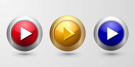 Set 3d glossy Play Buttonのイラスト素材